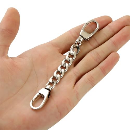 2Pcs Flat Chain Strap Handbag Chains Accessories Purse Clutches Handles Silver