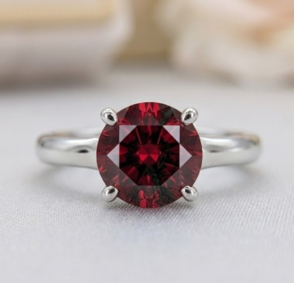 5.00 CT Certified Round Cut Red Diamond Ring, Tariffs FREE & Matching Studs.