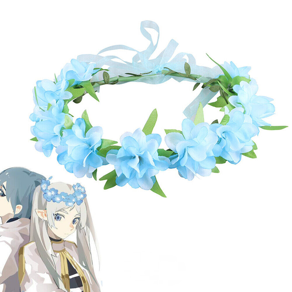 Anime Frieren Cosplay Headwear Blue Flower Crown Princess Hair Accessories Gift