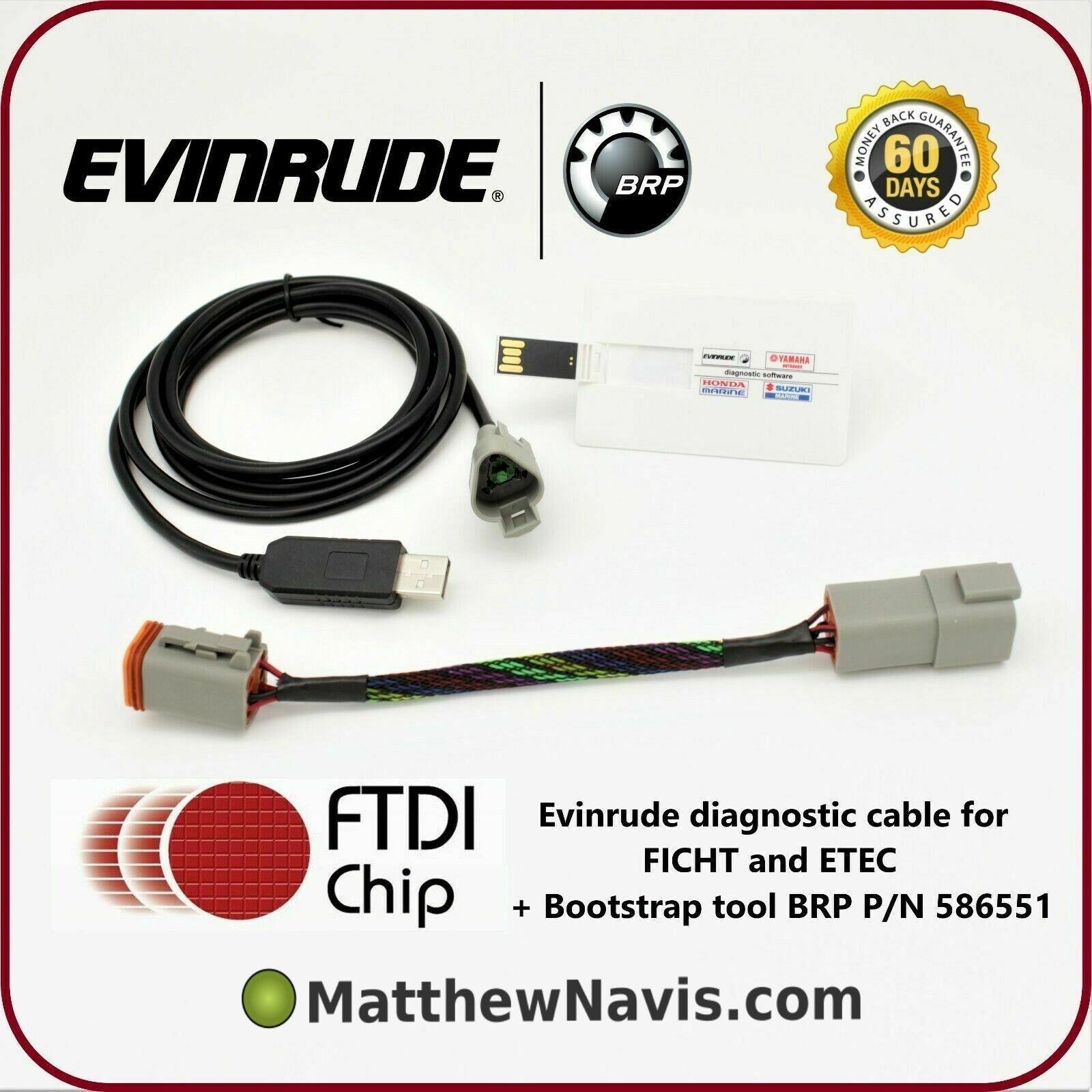 Diagnostic tool for Evinrude outboard EVdiag + Yamaha outboard YDIS v1.33