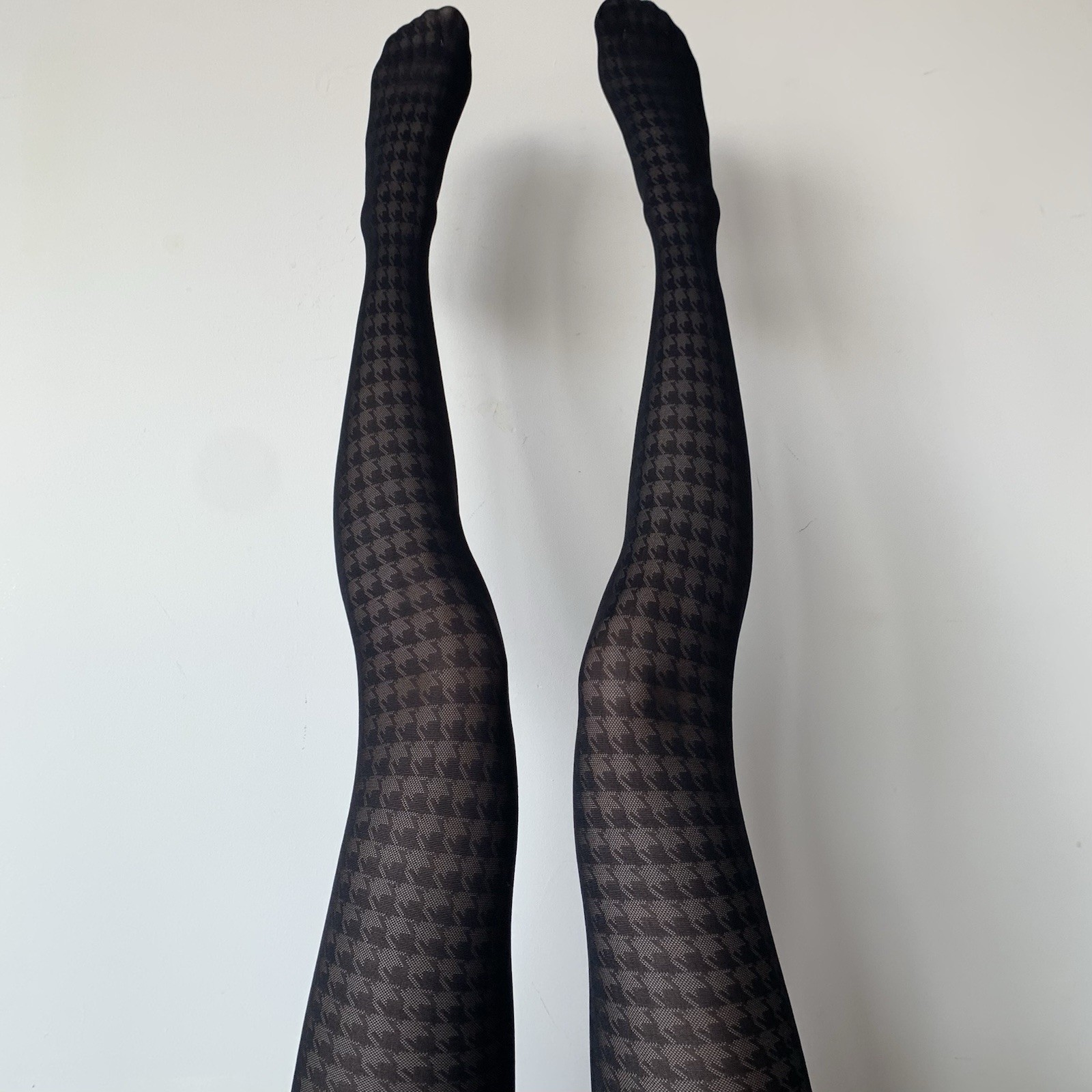 Black Houndstooth Lace Sheer Tights
