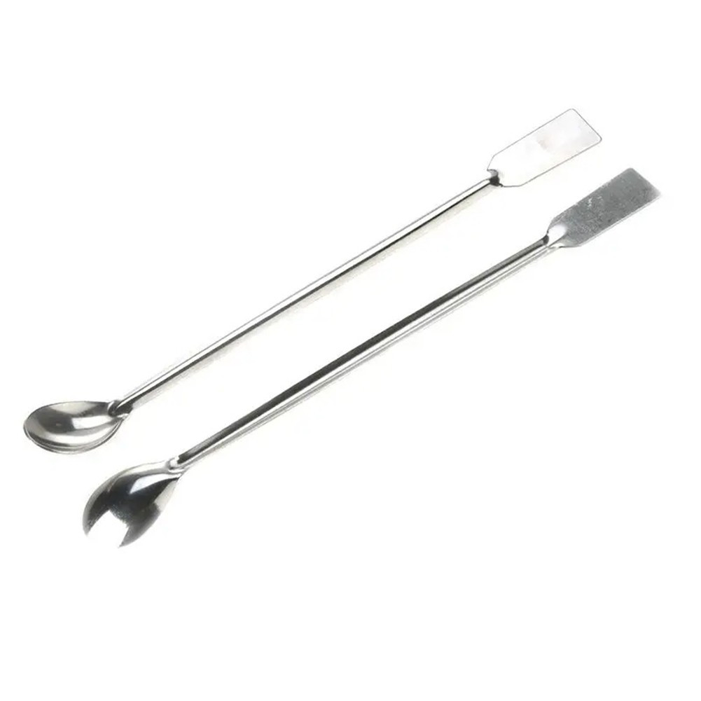Stainless Steel Reagent Sampling Spoon 2Pcs 20cm Length Double End Lab Tool