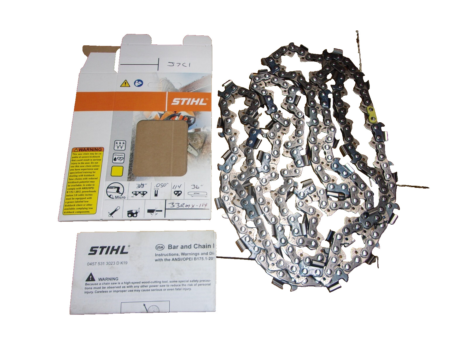 Stihl 36" Semi Chisel "Ripping" Chain OEM 3/8" .050 114 DL 33RMX #GM-3M1