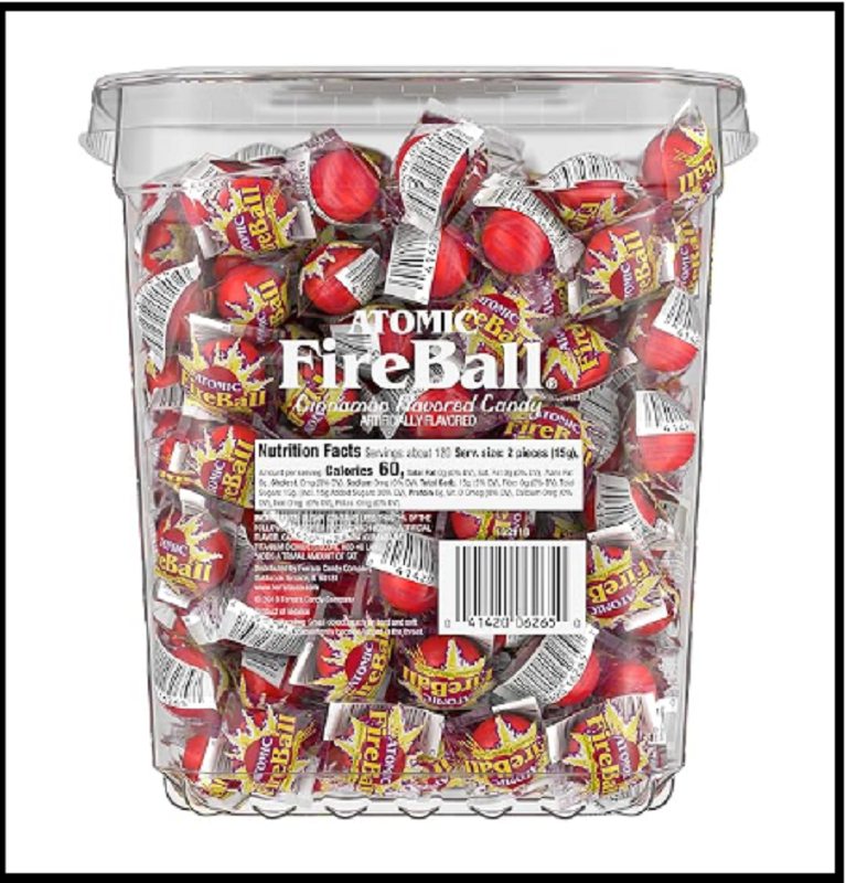 Atomic Fireballs Candy 4.05 Pound Bulk Tub 240 Count 1 Pack Red Hot Flavor