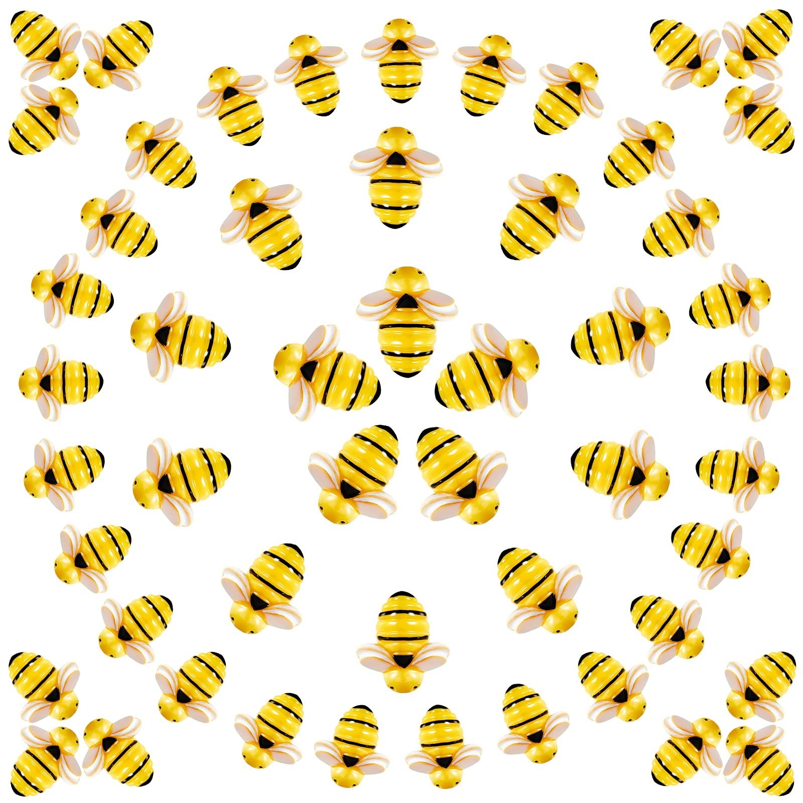 Tiny Resin Bees 60 Pcs for Crafts, Mini 3D Bee Charms, Summer Party Decor
