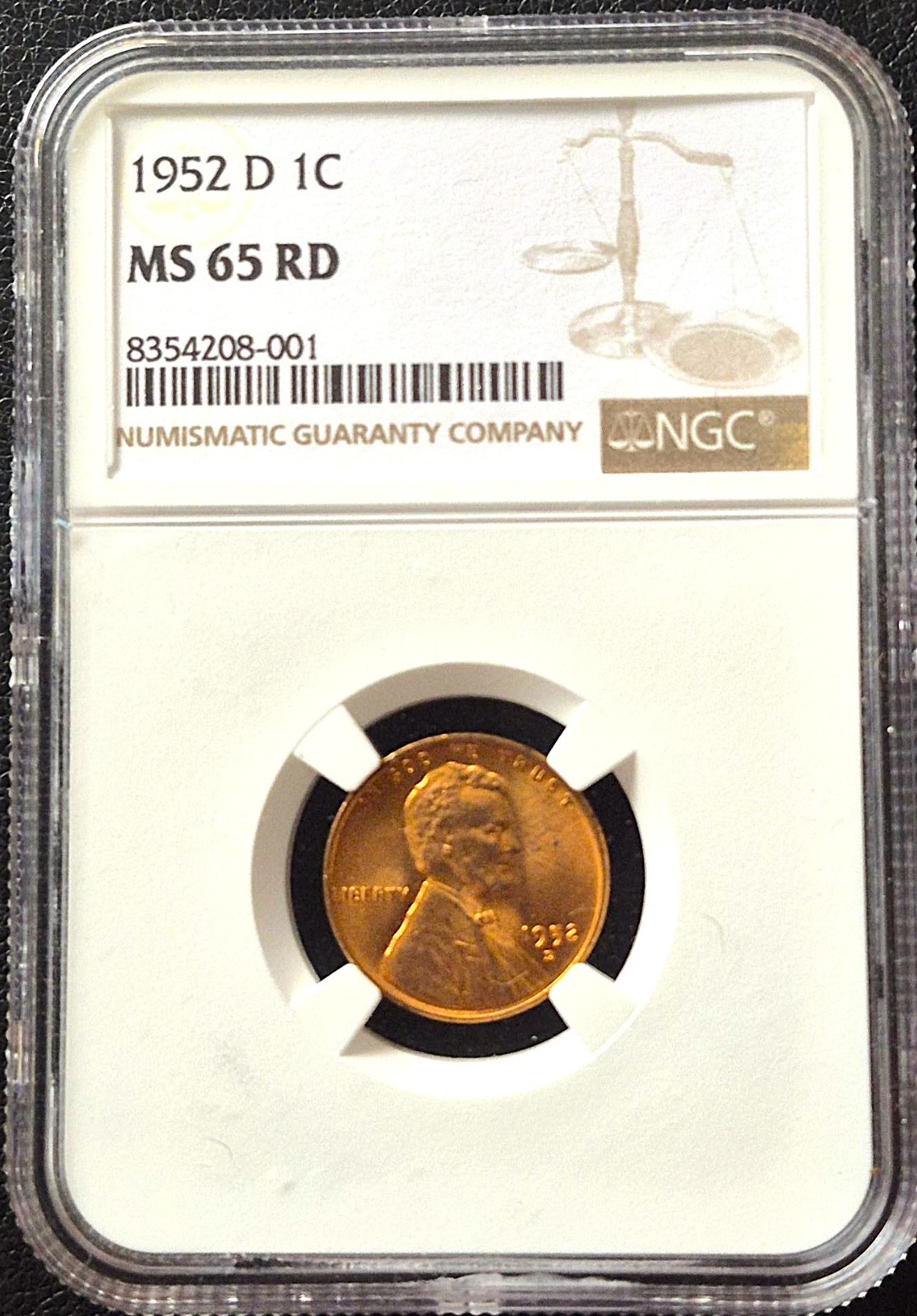 1952-D MS65 RD 1 C LINCOLN PENNY