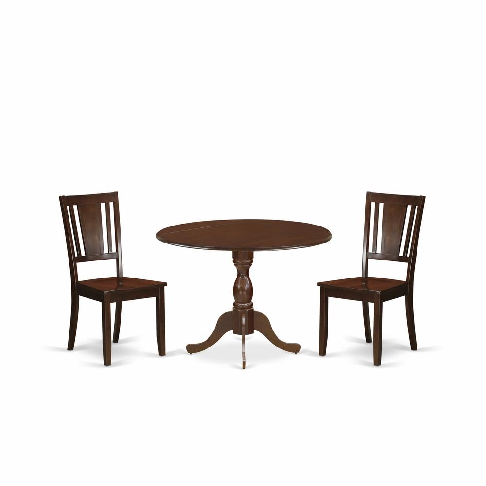 East West Furniture DMDU3-MAH-W 3 Piece Wood Dining Table Set Contains 1...