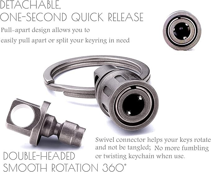 Titanium Quick Release Swivel Keychain, Pull Apart Detachable Keychain Heavy Dut