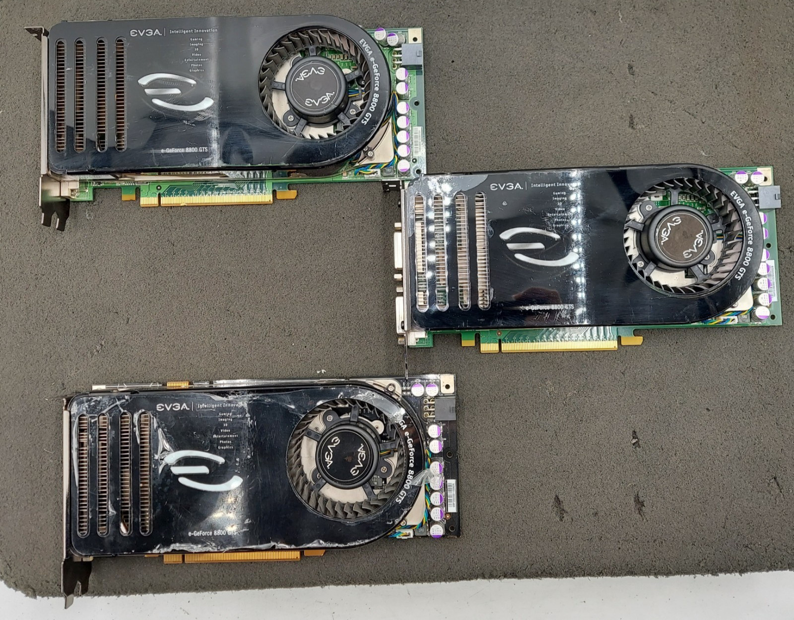 LOT OF 3 EVGA NVidia e-GeForce 8800 GTS PCI-e 320MB GPU Graphic Card PCI-E Video