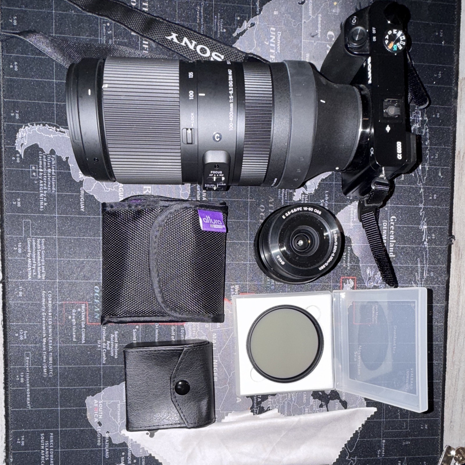 Sony Alpha a6000 Camera Bundle w/ 16-50mm & 100-400mm Lenses, Filters Bag