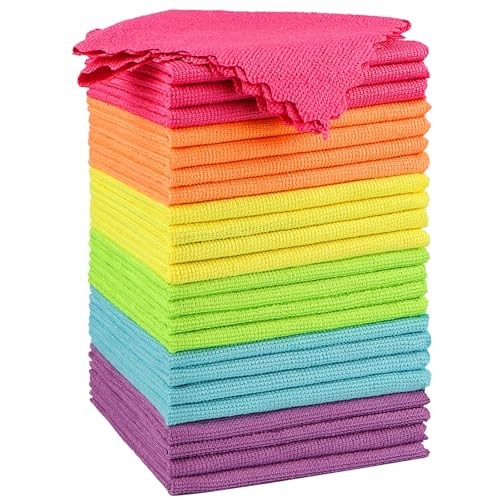 Microfiber Cleaning Cloth Highly Absorbent Cleaning Rags, 24 Pack Multicolor