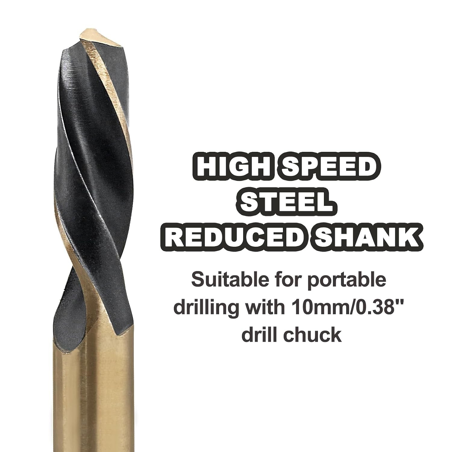 11/16in Reduced Shank HSS Drill Bit Black Gold Oxide Split Point