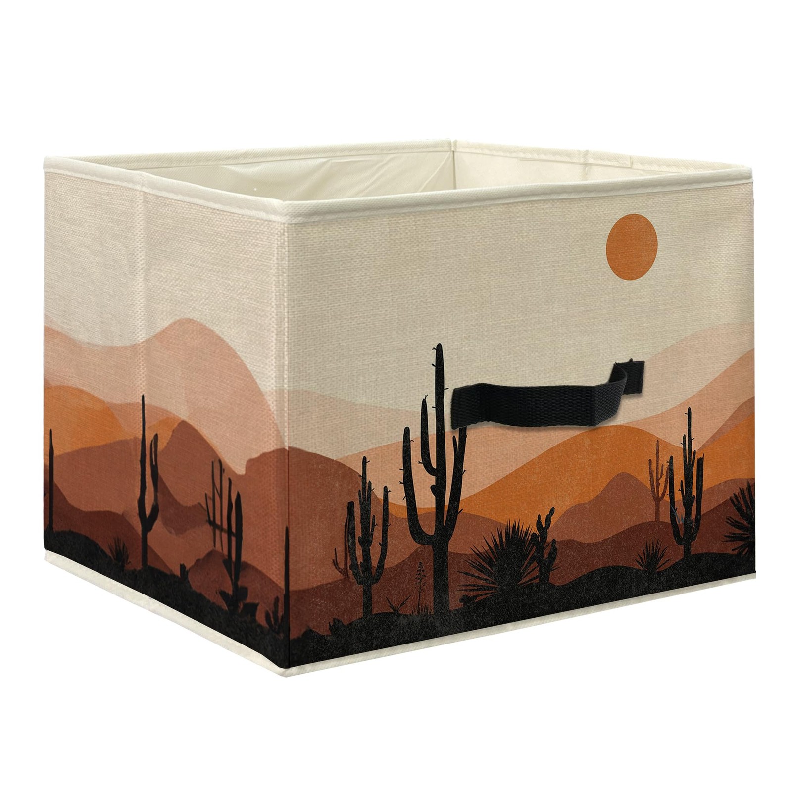 Boho Western Desert Cactus Sunset Fabric Storage Bins for Shelves Closet, Boh...