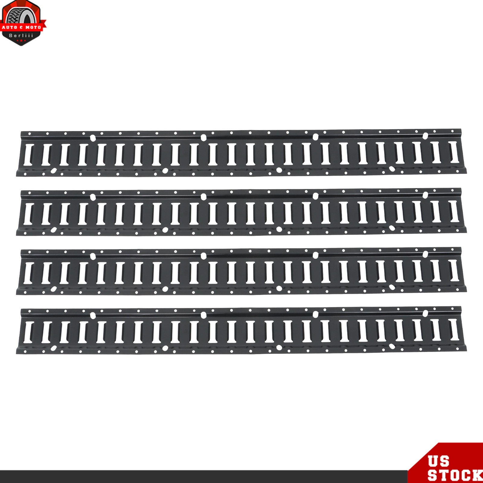 Black For Trailers 4-Piece Set Universal Fitment 4' E Track Tie Down Rail Kit