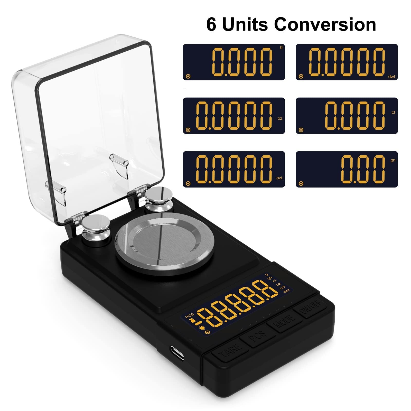 Precision Digital Milligram Scale 50g/0.001g, Compact Reloading Scale with Calib