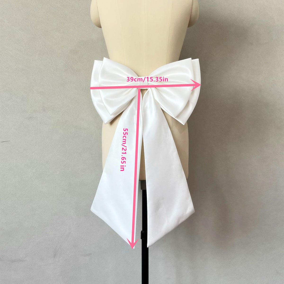 Simple Satin White Wedding Dress Performance Stage Detachable Bow Waist Accessor