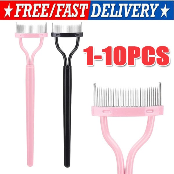 Black Eyelash Comb with Stainless Steel Pins Mascara Applicator Curler Tool
