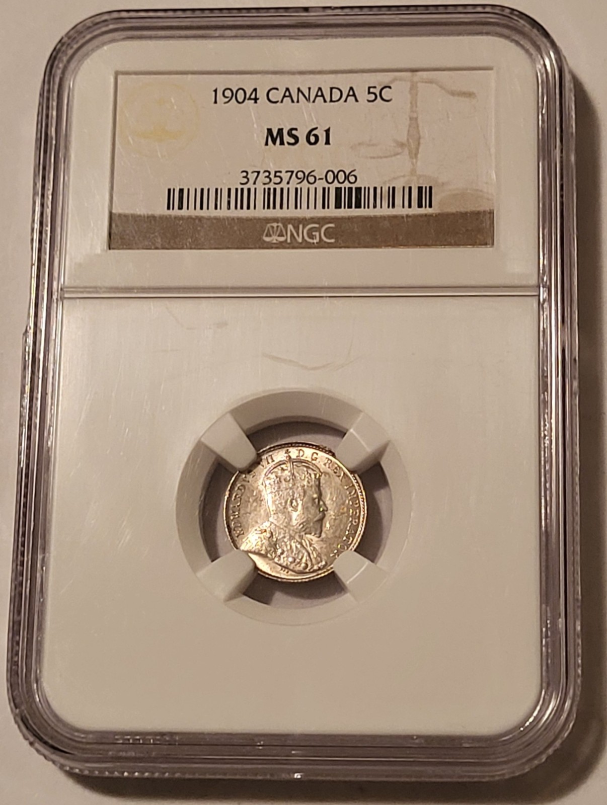 Canada Edward VII 1904 Silver 5 Cents MS61 NGC