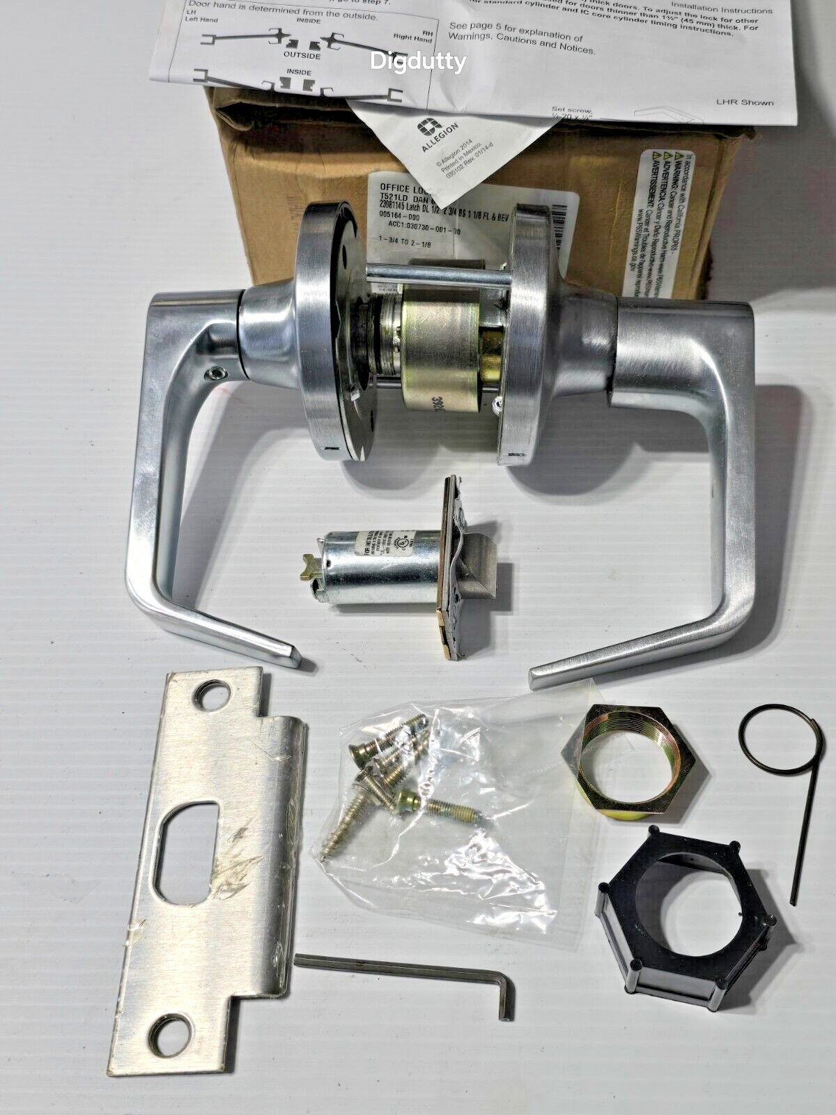 Falcon T521LD DAN 626 OFFICE LOCK, T-Series EXTRA Heavy Duty, LH/RH Satin Chrome