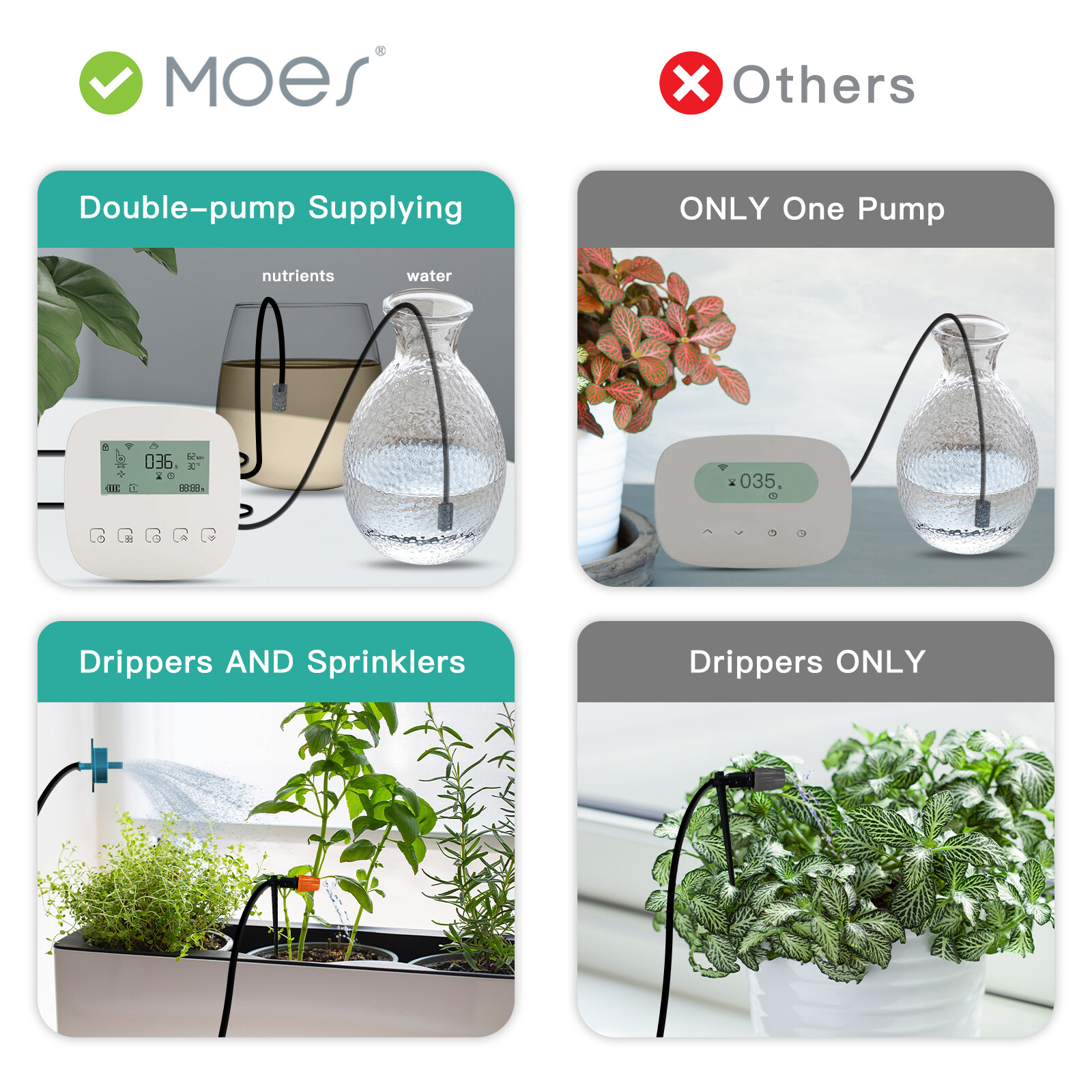 MOES WiFi Smart Automatic Drip Irrigation Watering System Timer Alex Google APP