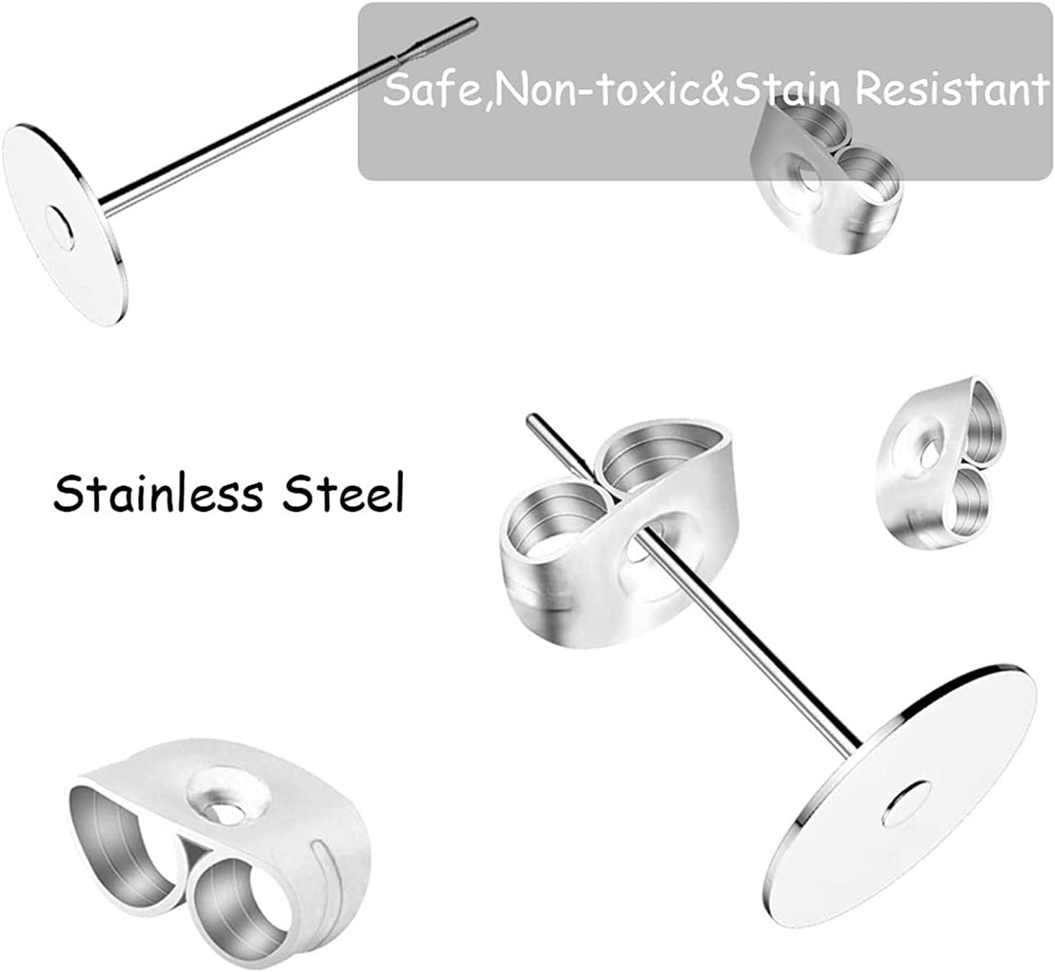 Versatile 450PCS Earring Posts and Backs Set - Hypoallergenic for Sensitive Ears