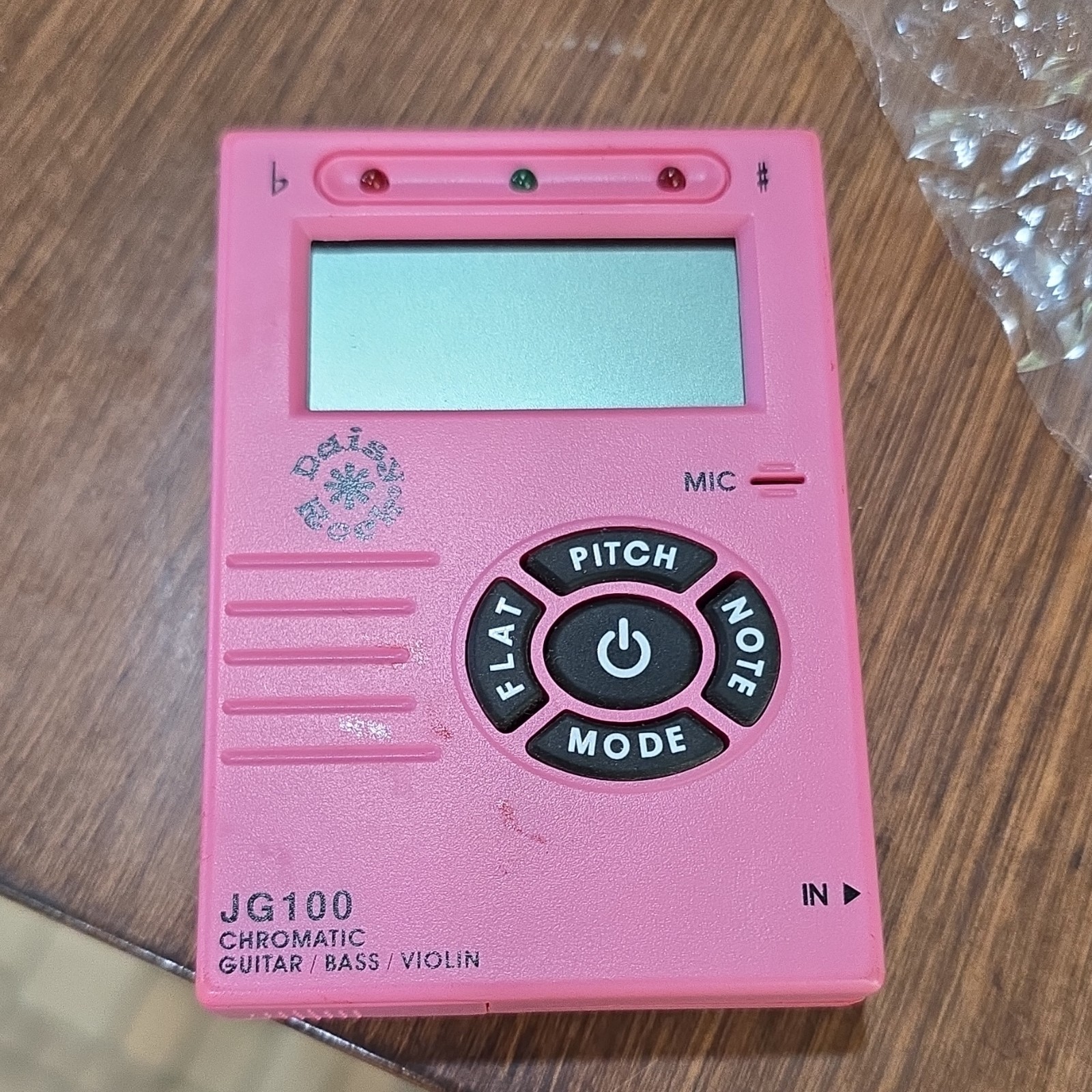 Daisy Rock JG100 Chromatic Tuner Pink Plastic for Guitar, Bass, Violin w/ Mic