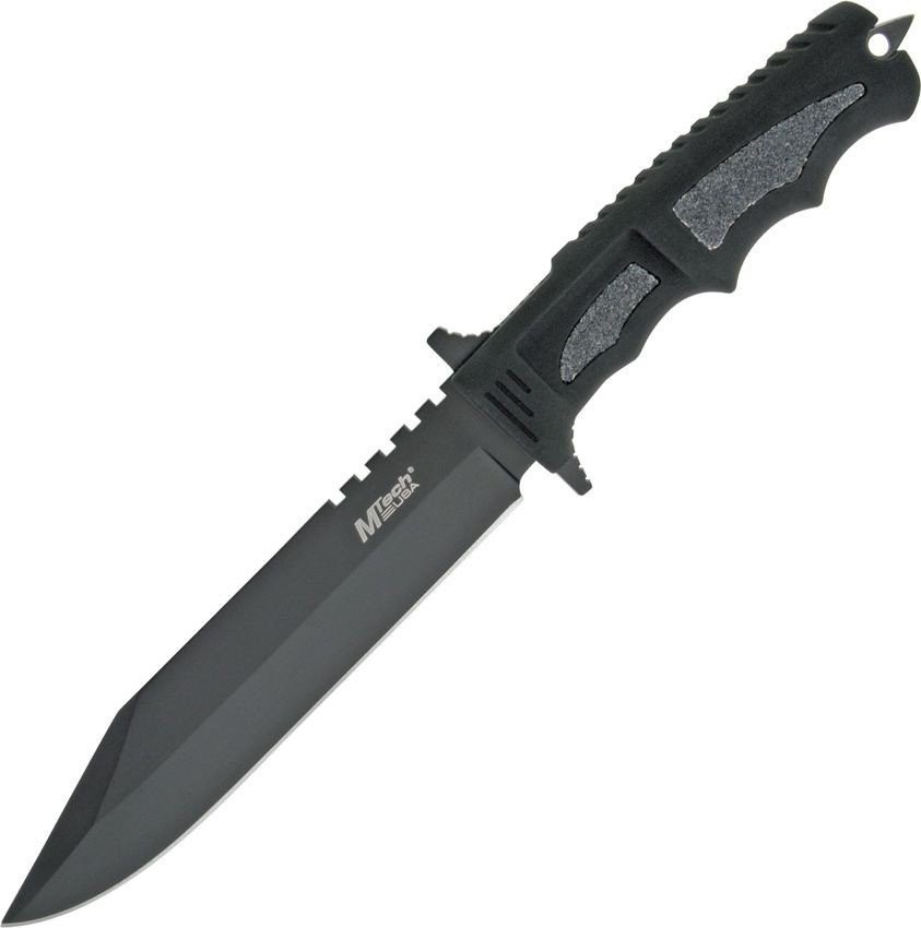 MTech Tactical Fighting Fixed Knife 7" 440 Steel Blade Black Rubber - MT-086