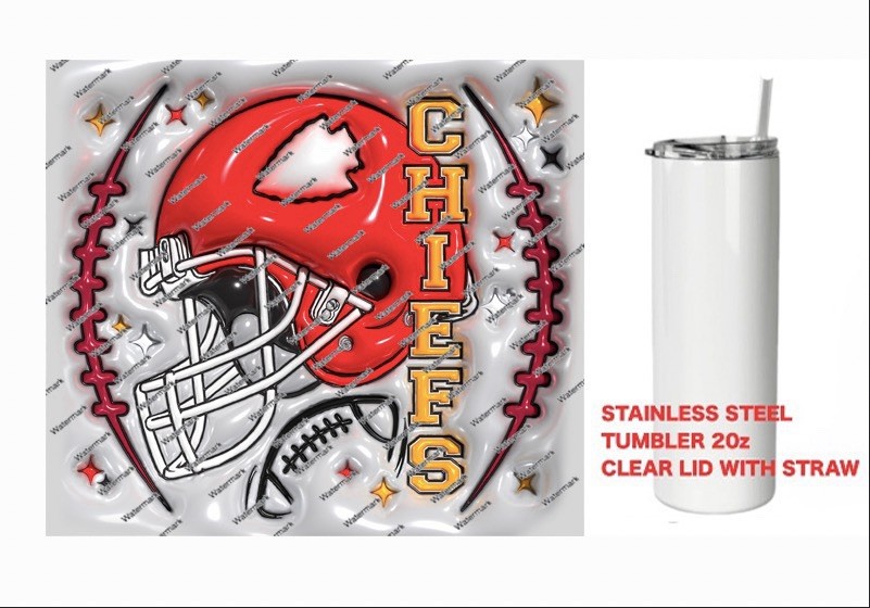 KC CHIEFS     -  PUFFY 3D NFL HELMET Tumbler 20 oz Stainless Steel
