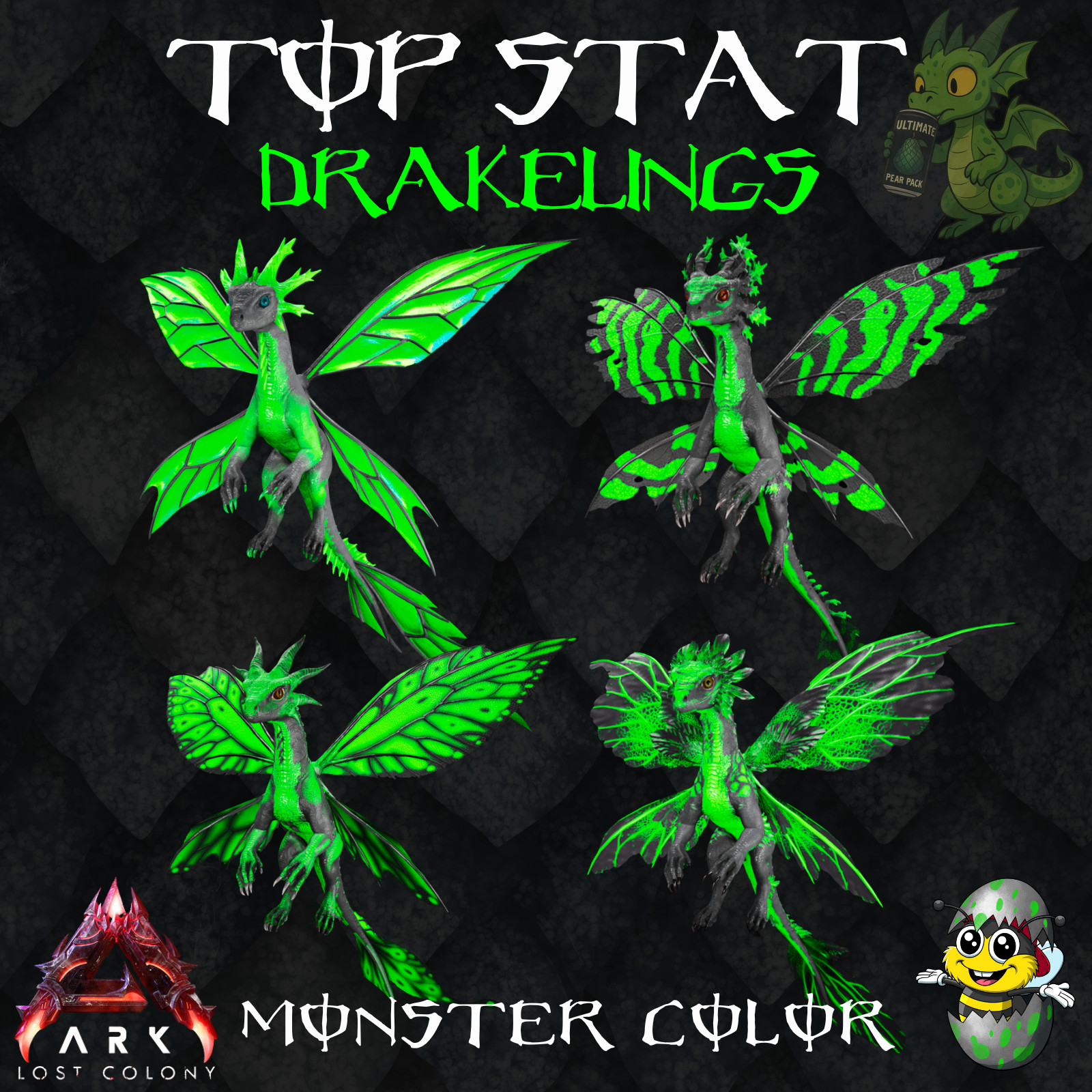 ARK-Survival-Ascended-MONSTER-Top-Stats-Drakeling-Pairs-Packs-PvE-Deals-BusyBee