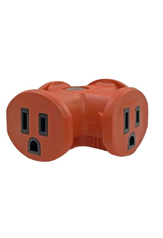 3 Way Outlet Wall Plug Grounded Adapter T-shaped With LED Power Indicator