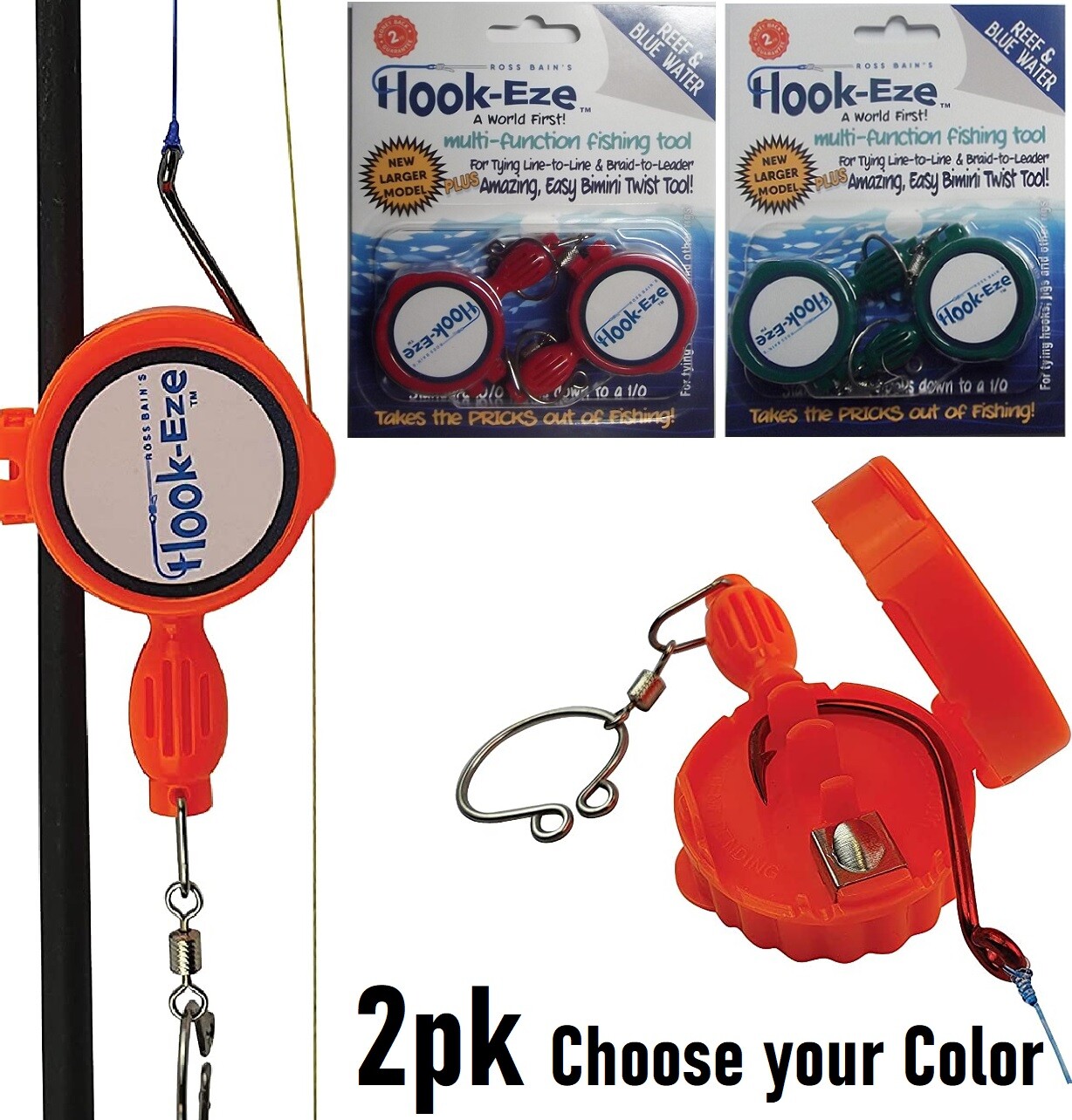 Hook-Eze Reef & Blue Water - NEW LARGER MODEL Hookeze - For Hooks 1/0 to 10/0