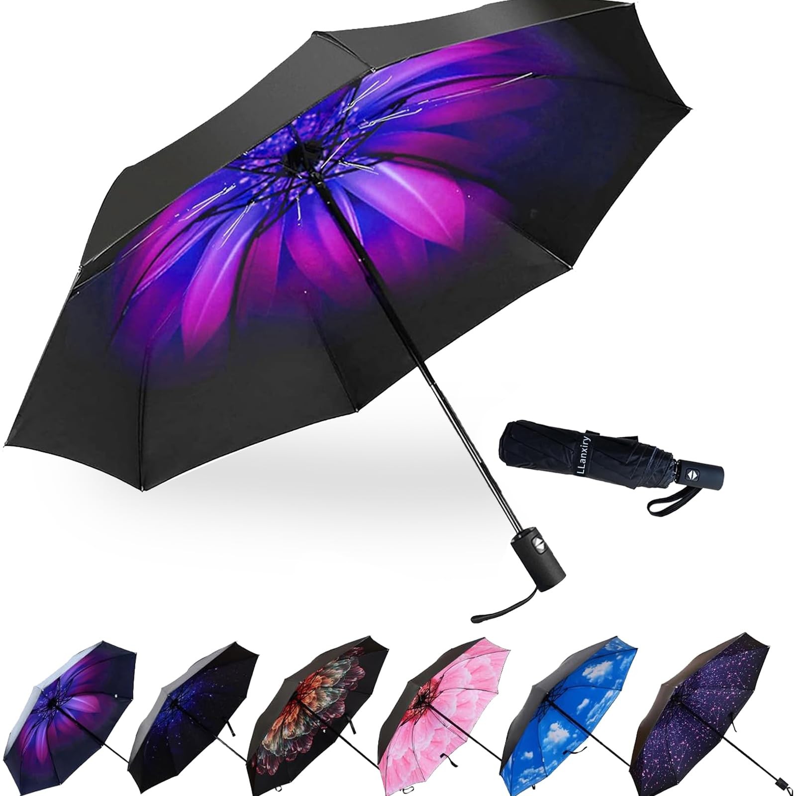 Compact Travel Umbrella - Mini Windproof, Lightweight, UV Protection, Folding