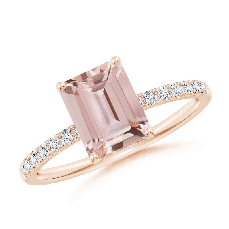 Morganite Gemstone 925 Sterling Silver Solitaire with Accents Ring Jewelry
