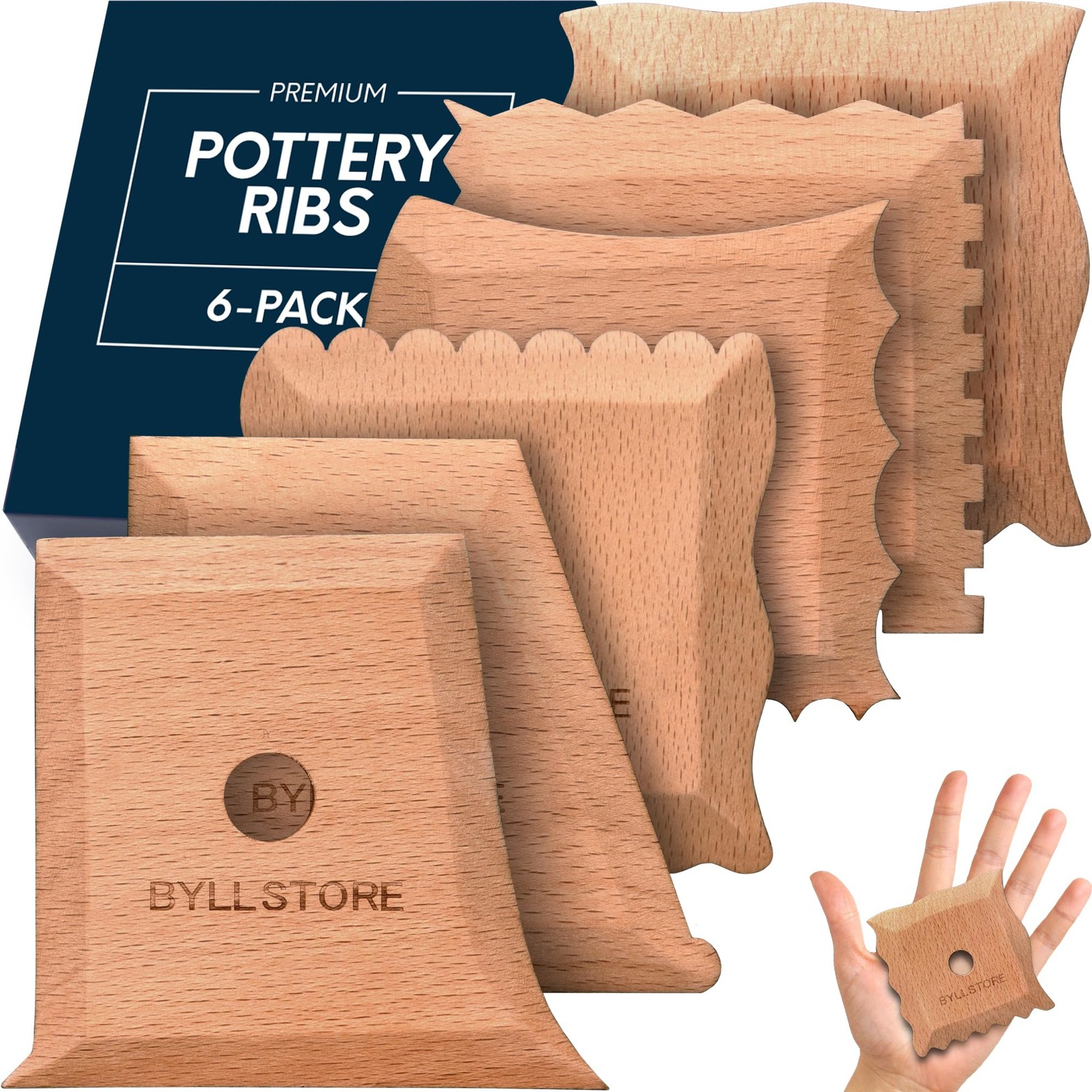 Byllstore Pottery Ribs & Trimming 6 Pack | Texture & Foot Shaper Tools