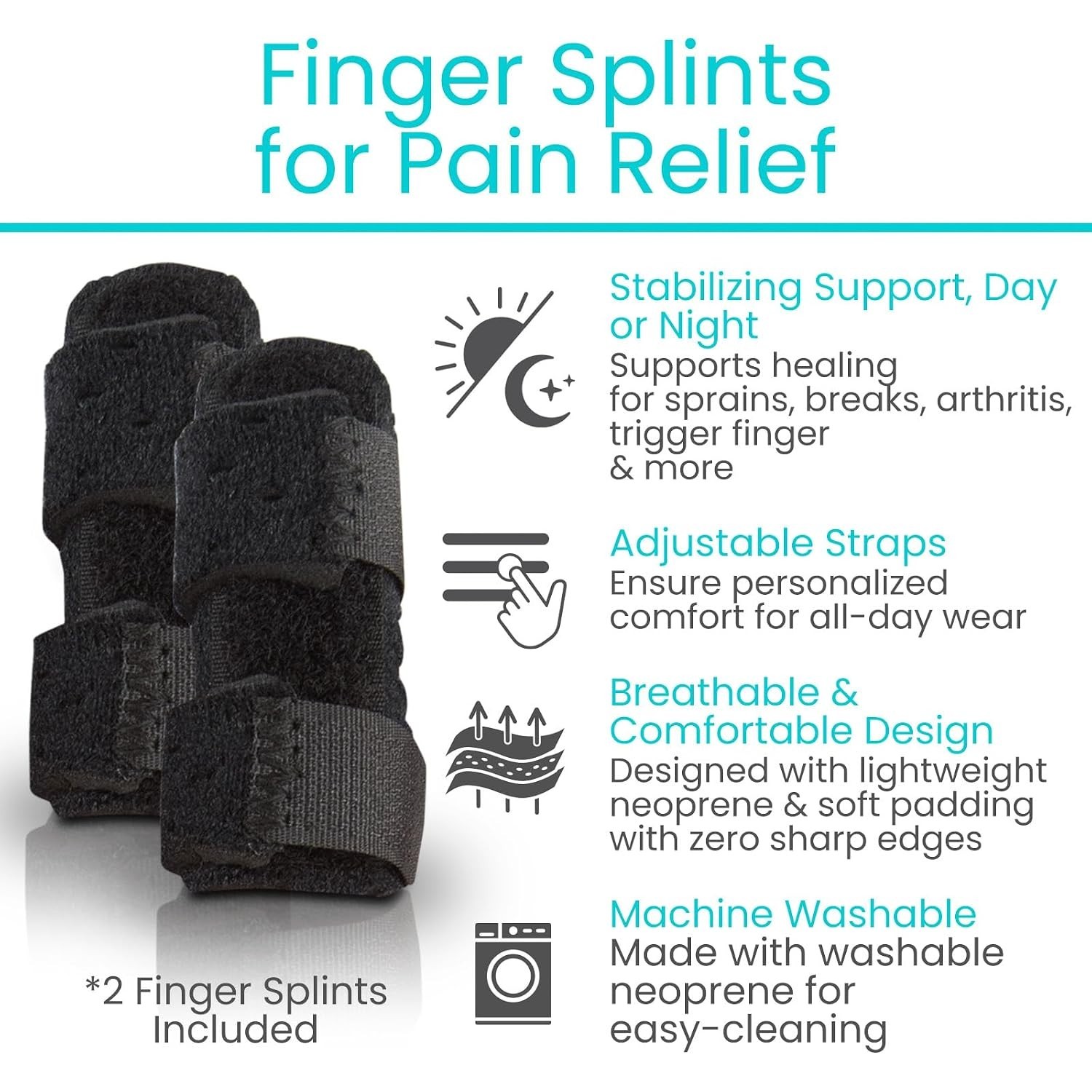 Vive Finger Splint (2 Pack) - Universal Finger Straightener - Broken | Trigger