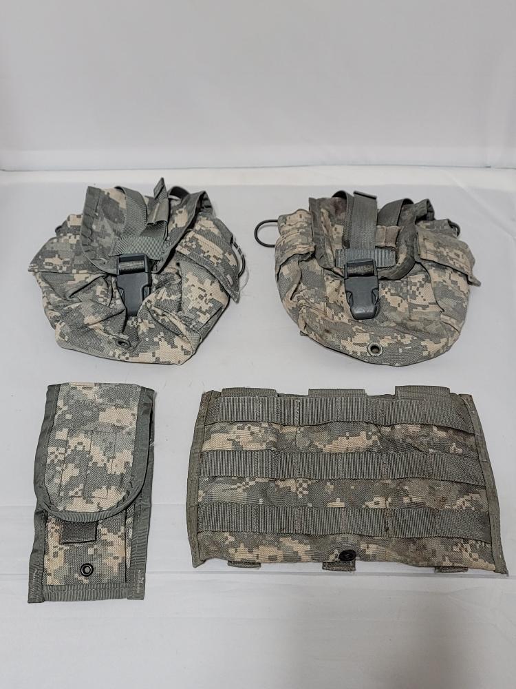 Lot of 4 - 2 Qt Canteen and single and 3 magazine holder Bundle #74t