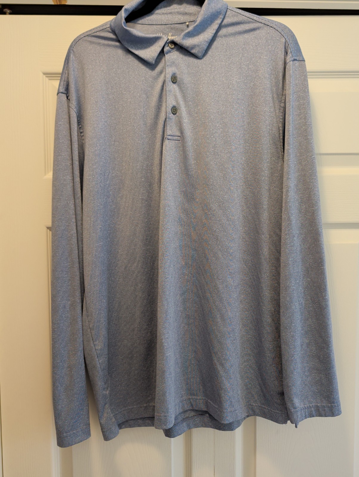 Walter Hagan Essentials Large Quarter Zip Golf Long Sleeves Blue & Gray Stripe