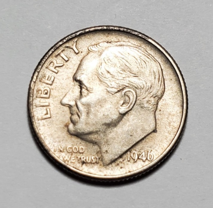1946 P ROOSEVELT DIME 90% SILVER #C10574