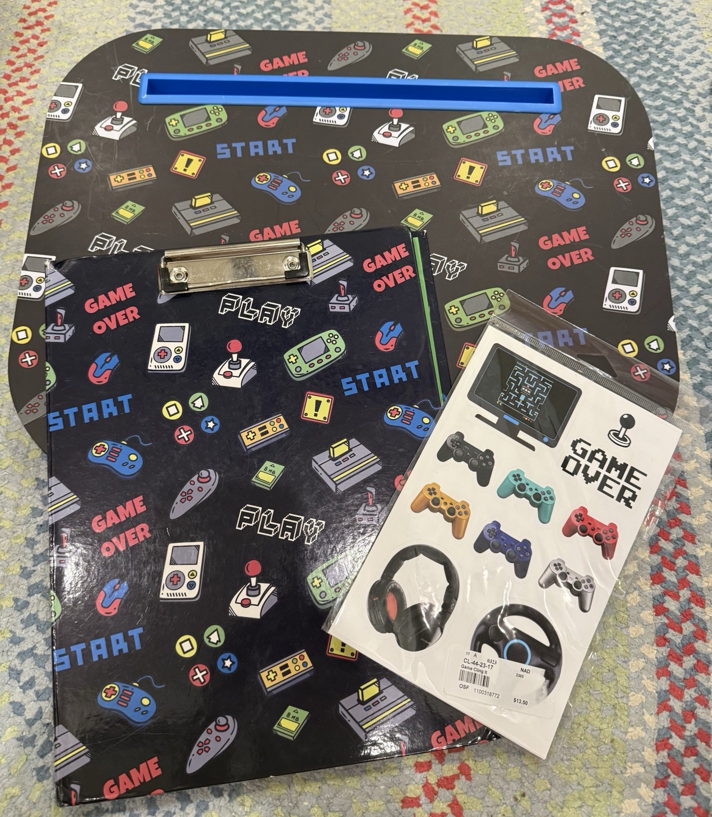 Iscream Kids Gamer Plush Lap Desk Bundle Clipboard and Stickers Super Cute!
