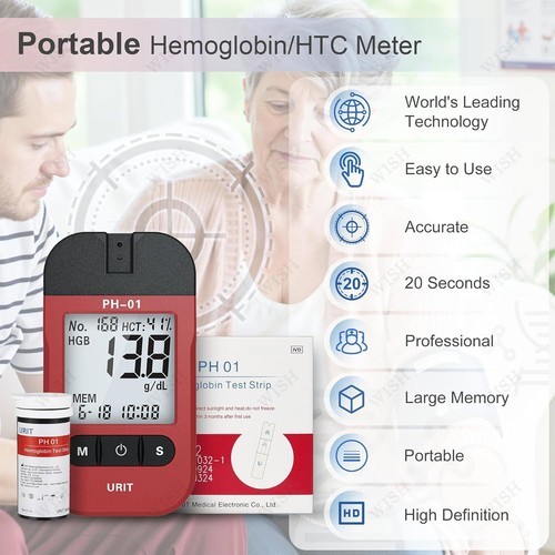 Hemoglobin Test Kit Hemoglobin Analyzer, Hemoglobin Meter with 25 Test Strips