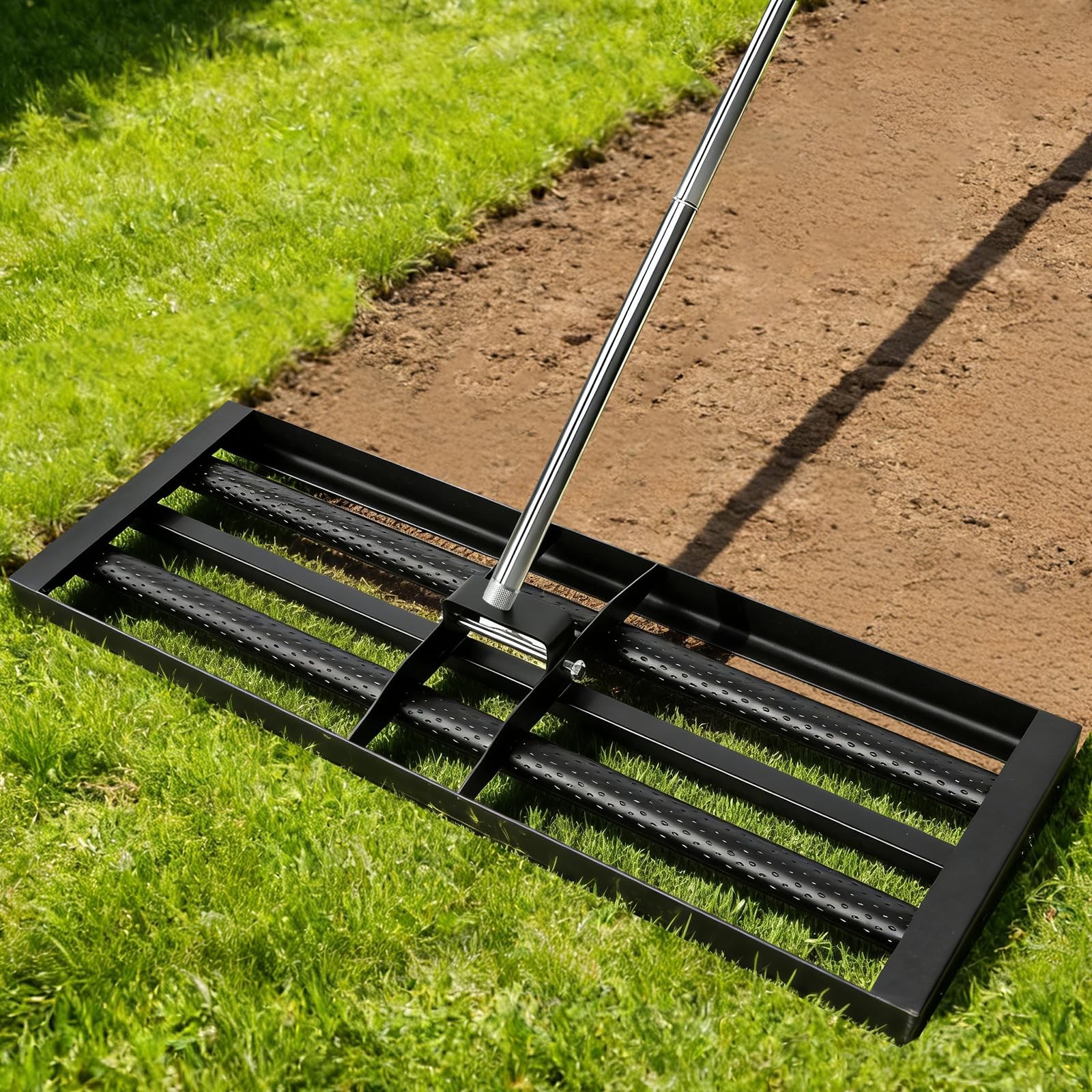 Best Lawn Leveling Rake 30"10", Stainless Steel Leveler with 6.5ft Adjustable