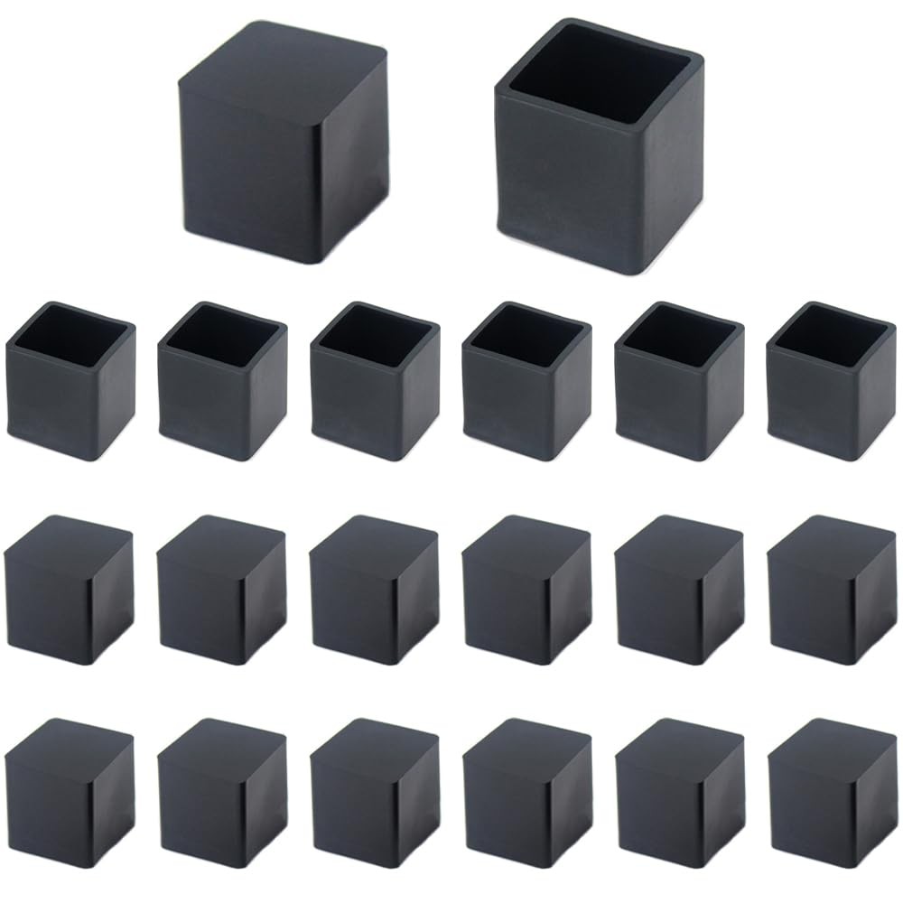 20Pcs 3/4 Inch (19mm) Square Rubber Chair 19x19mm(3/4"x3/4"), 20Pcs, Black