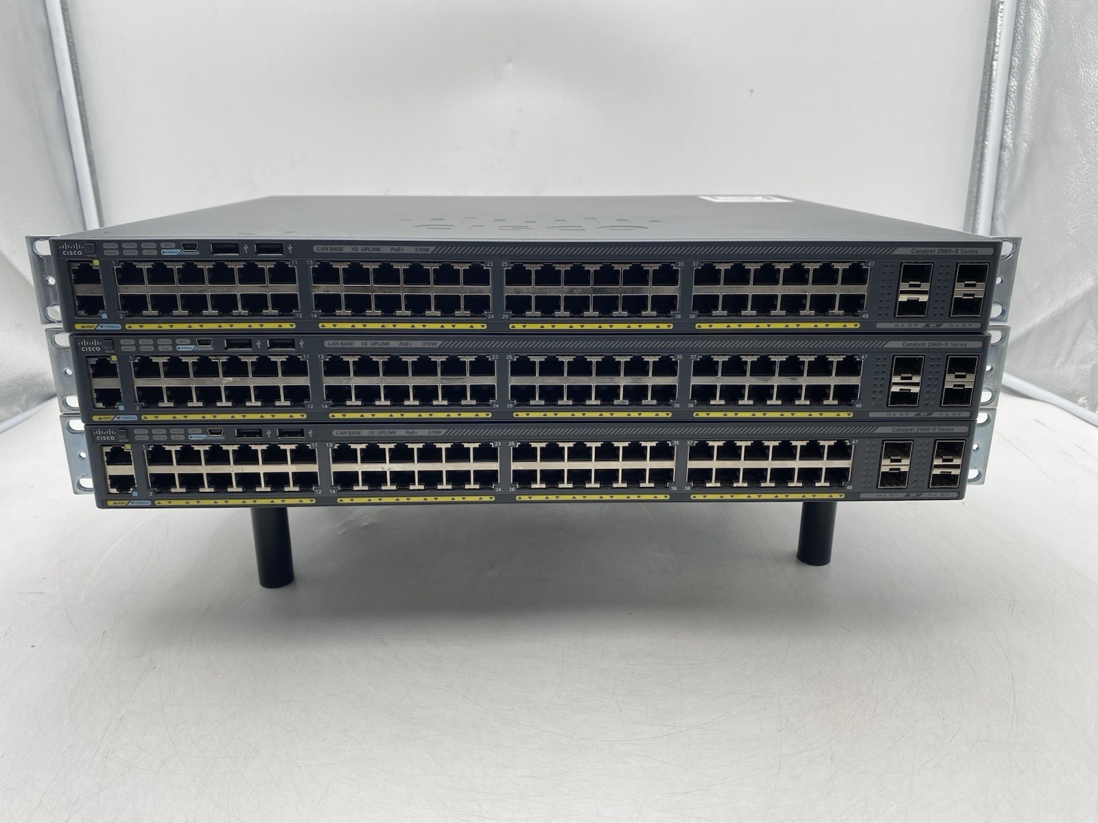 Lot of 3 Cisco WS-C2960X-48LPS-L 48 Port GigE PoE Switch 4x SFP LAN