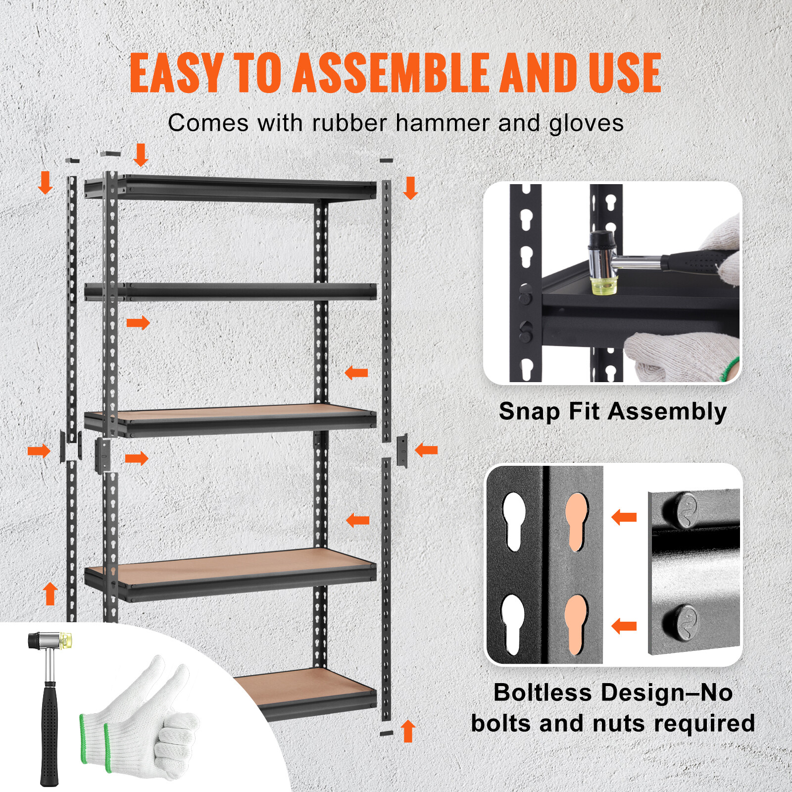 VEVOR 12"D x 30"W x 60"H 5 Shelf Steel Shelving Rack Garage Storage 2000lbs Load