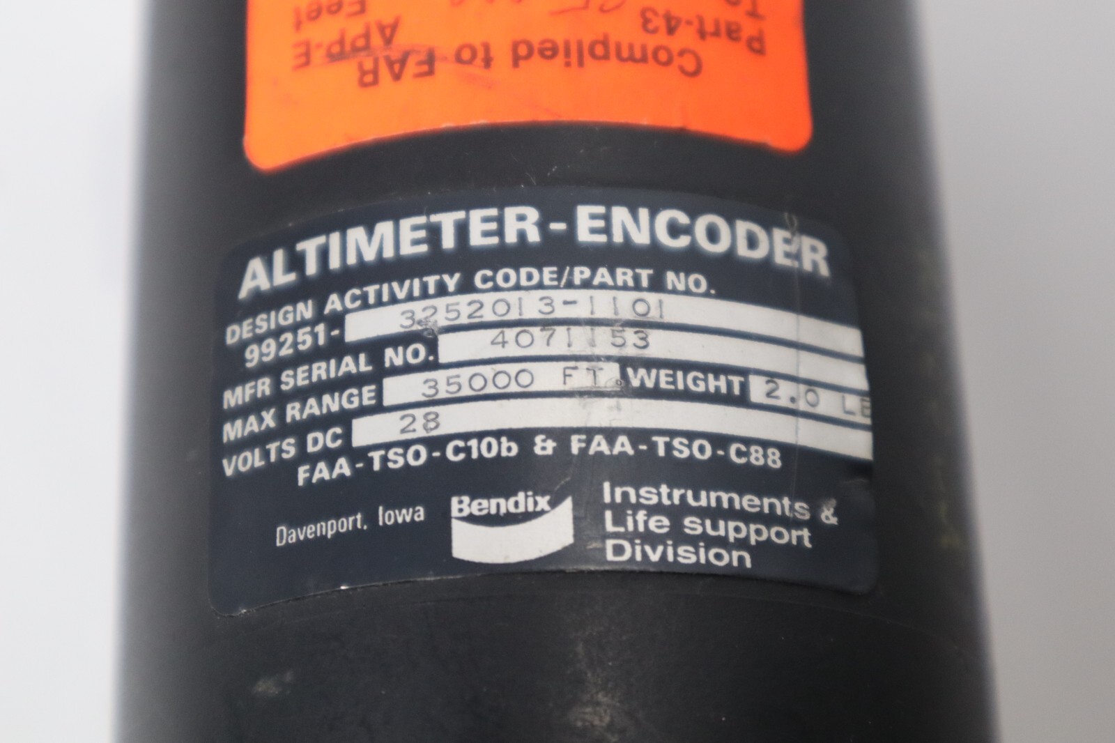 Bendix 99251-3252013-1101 Encoder Altimeter Indicator