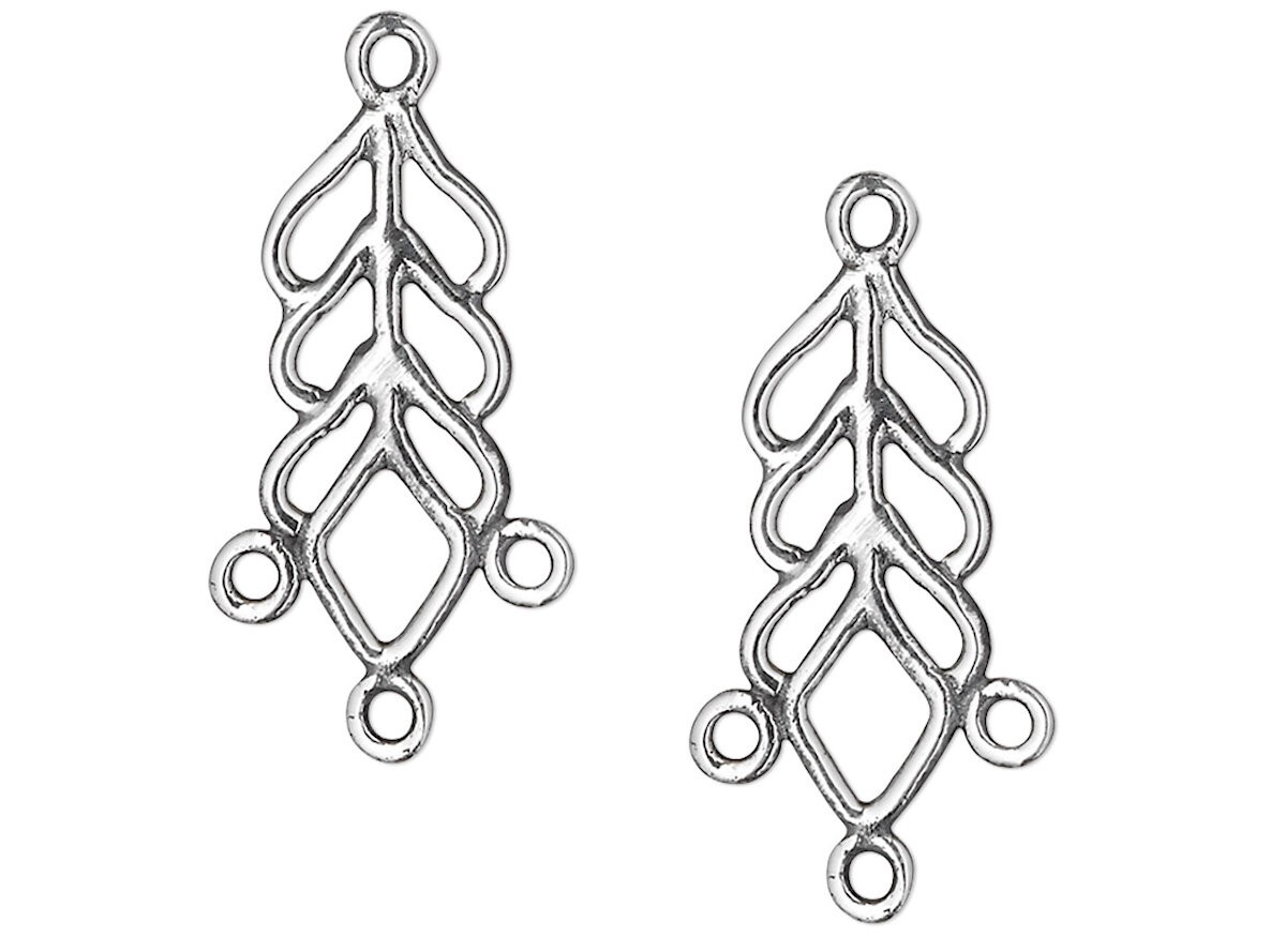 2 Sterling Silver 18x8mm Filigree Leaf Chandelier Earring Connector Links *