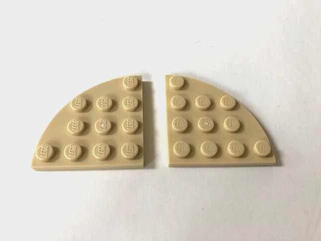 LEGO Parts - Quarter Round Plate, Tan / Beige, 4x4, Part # 30565 - Lot of 2