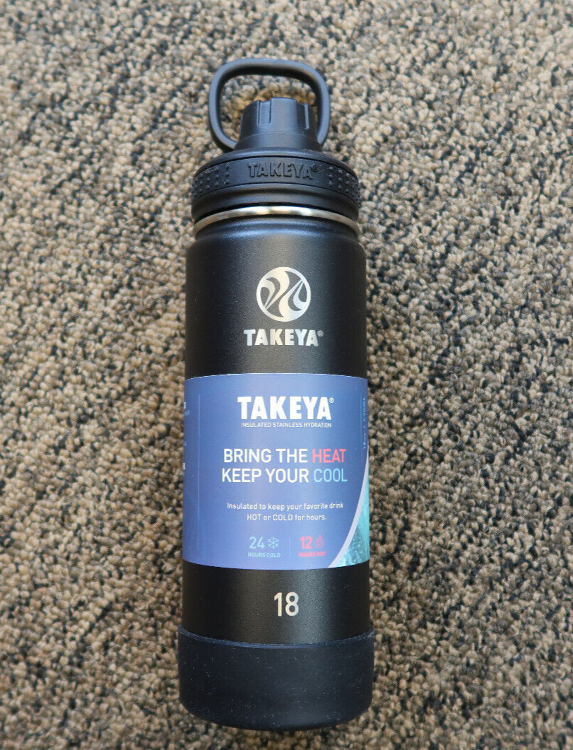 New Takeya 18oz Double Wall Insulated Stainless Steel Water Bottle - ONYX Black