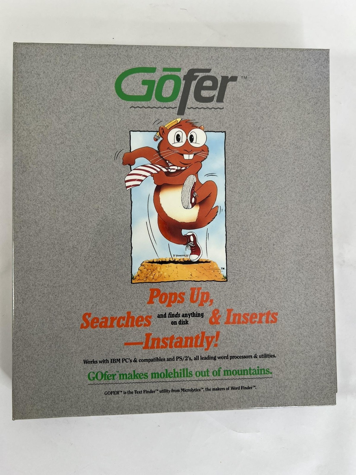 Vintage GOfer Text Finder Microlytics IBM DOS 5.25" Utility Software 1987