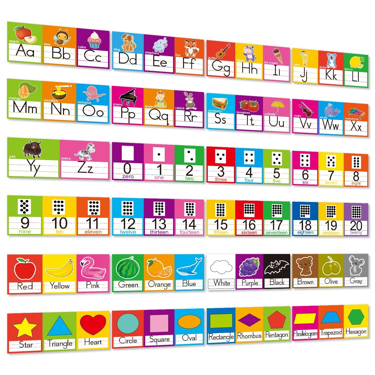 Alphabet Line Bulletin Board Set ABC Number 0-20 Wall Decorations for Pre-Sch...